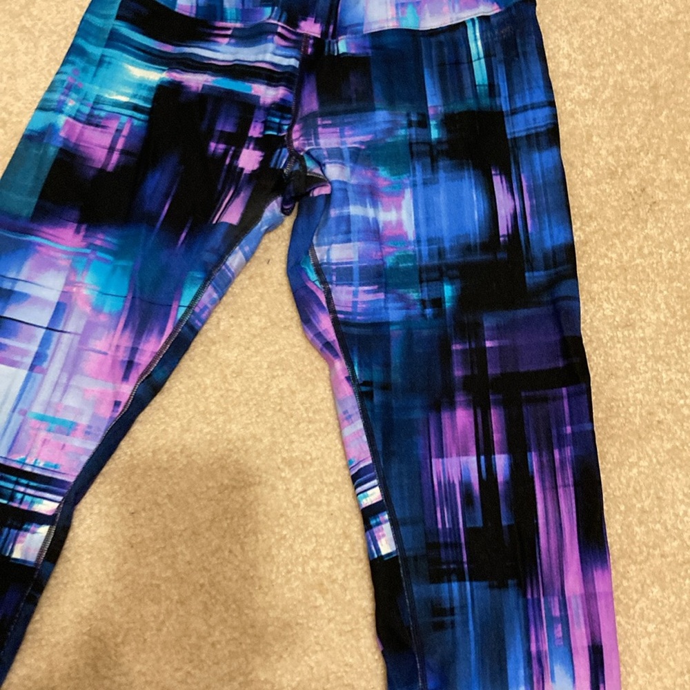 Calvin Klein Blue and Purple Abstract Print Leggings